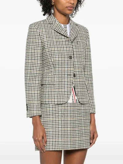 Thom Browne High Break Exposed Catch Vent Sportcoat In Gunclub Check Hunting Tweed In Gray