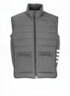 Thom Browne High Collar Padded Vest With Horizontal Quilting In Gray