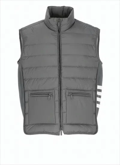 THOM BROWNE HIGH COLLAR PADDED VEST WITH HORIZONTAL QUILTING