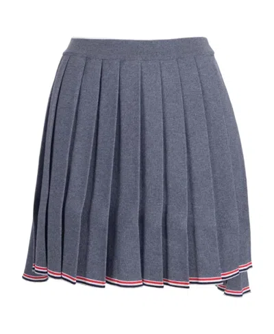 Thom Browne High-low Hem Pleated Skirt In Gray