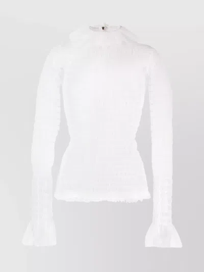 THOM BROWNE HIGH NECK FRILLED TULLE TOP