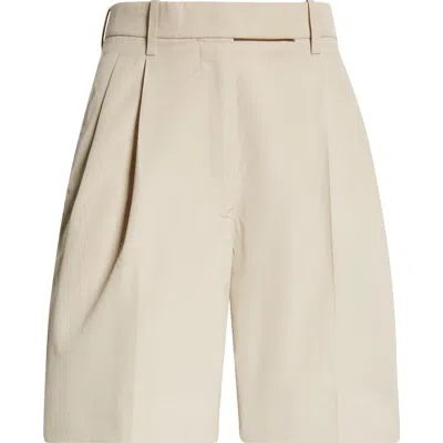 Thom Browne High Waist Double Pleat Shorts In Khaki