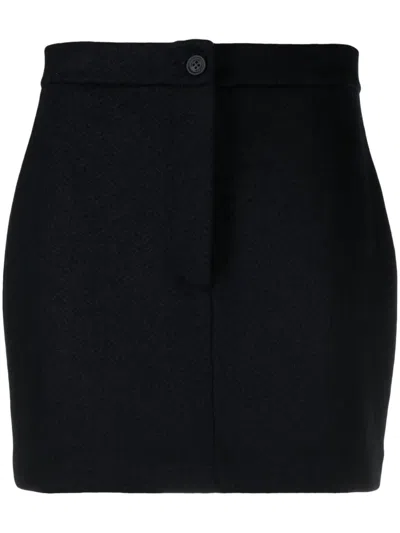Thom Browne High-waist Herringbone Miniskirt In Blue