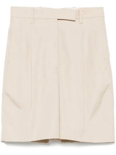 Thom Browne High-waist Pleated Shorts In 250 Khaki