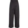 Thom Browne High Waist Straight Leg Cotton Canvas Crop Pants In Black