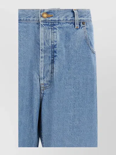 Thom Browne High Waist Straight Leg Denim Trousers In Blue