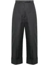 Thom Browne High-waisted Canvas Trousers In Dark Grey 025