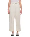 Thom Browne Straight Cotton High Waist Cropped Pants