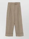 Thom Browne Gunclub Check High-waist Cropped Pants In Brown