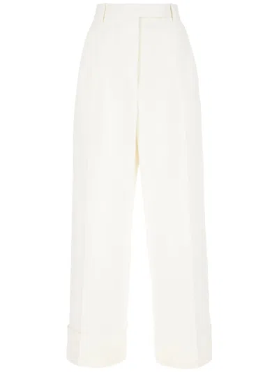 Thom Browne High Waisted Trousers In White