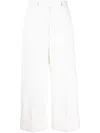 Thom Browne Women High Waisted Straight Leg Trouser In Organic Cotton Canvas In White