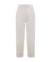 Thom Browne High-waisted Wide-leg Trousers In White