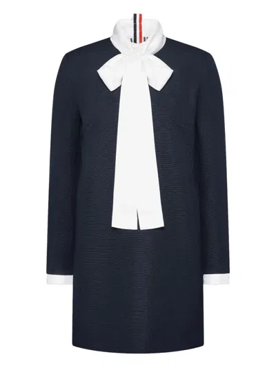 Thom Browne High Wool Suiting Shift Dress Women In Black