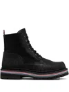 Thom Browne Hiking Leather Boots In Black