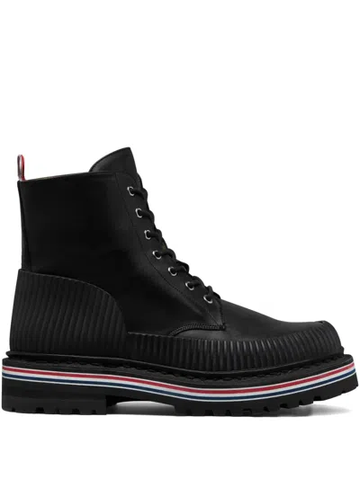 Thom Browne Hiking Leather Boots In Black