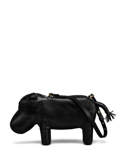 Thom Browne Hippo Baguette Bag In Pebble Grain Leather In Black