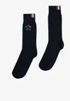 Thom Browne Gingerbread Jacquard Holiday Socks In Navy