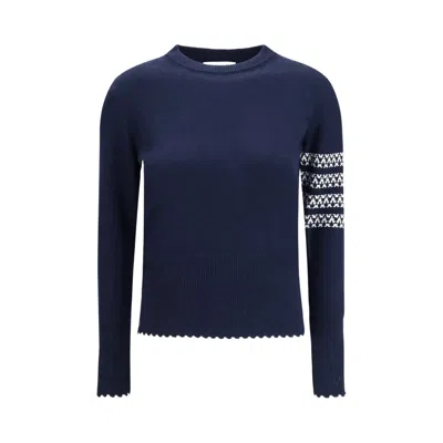 Pre-owned Thom Browne Holiday Hector Classic Fit Crew Neck Pullover 'navy' | Blue | Women's Size 38
