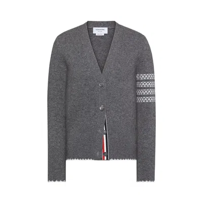 Pre-owned Thom Browne Holiday Hector Classic Fit V Neck Cardigan 'medium Grey' | Women's Size 38 In Gray
