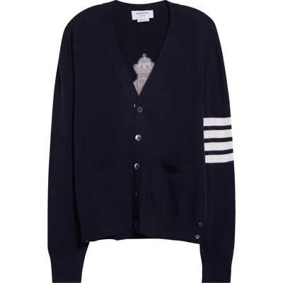 Thom Browne Virgin Wool Nutcracker Cardigan In Navy