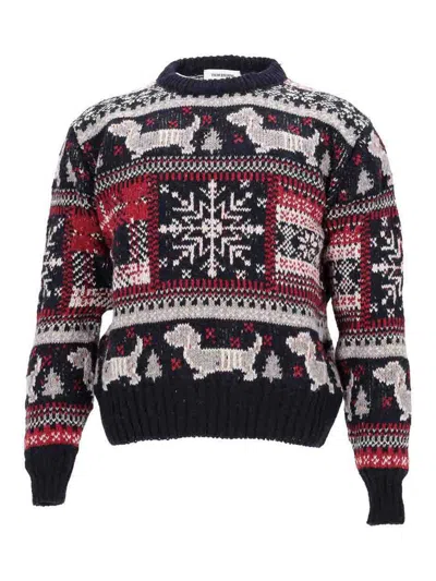 THOM BROWNE HOLIDAY HECTOR REW NECK PULLOVER