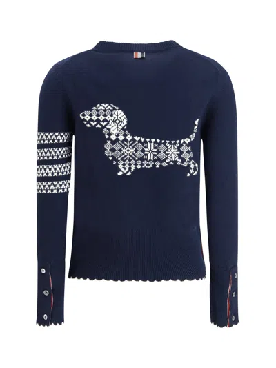 Thom Browne Holiday Hector Sweater In Blue