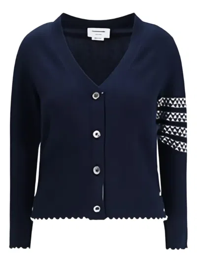THOM BROWNE V-NECK FOUR-STRIPE CARDIGAN