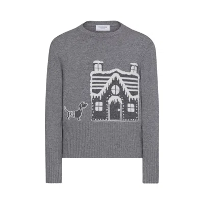 Pre-owned Thom Browne Holiday Scenery Classic Crew Neck Pullover 'light Grey' | Men's Size 3 In Gray