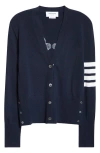 Thom Browne Holidays Classic 4-bar Virgin Wool V-neck Cardigan In Navy