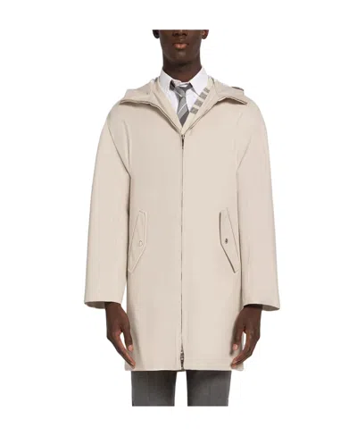 Thom Browne Hooded Cotton Parka In Nude