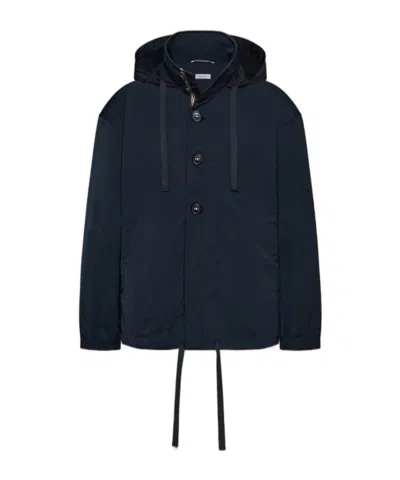 Thom Browne Hooded Jacket In Blue