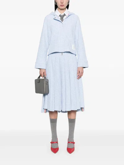 Thom Browne Hooded Jacket In Gingham Cotton In Blue