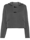 Thom Browne Hooded Knitted Cardigan In Grey