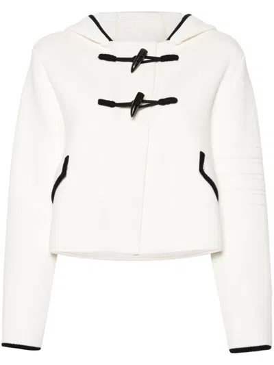 Thom Browne Hooded Knitted Cardigan In White