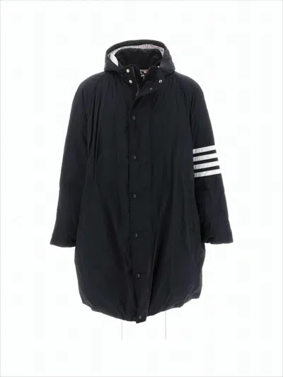 Thom Browne Hooded Padded Jacket With Signature Stripe Detail In Black