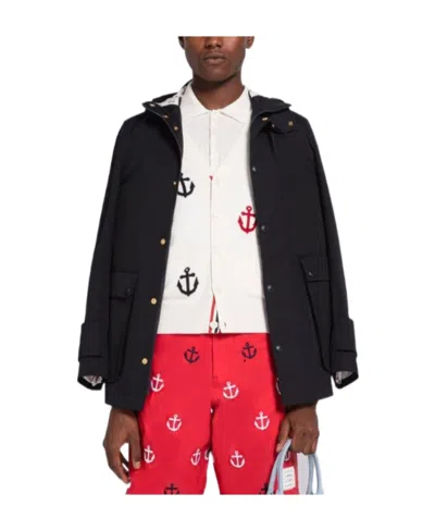 Thom Browne Hooded Parka Coat In Black