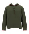 Thom Browne Oversized Hoodie Pullover With Tipping Stripe In Chunky Loopback In Green