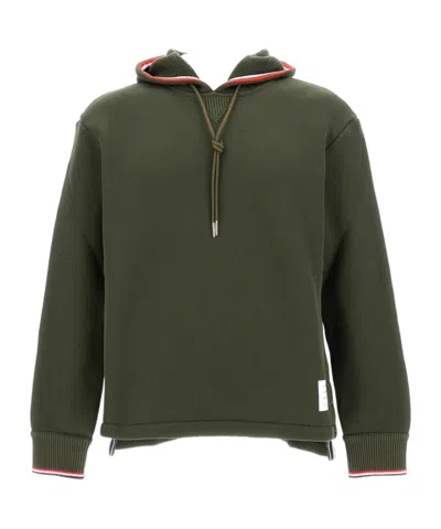 THOM BROWNE LOGO-PATCH HOODIE