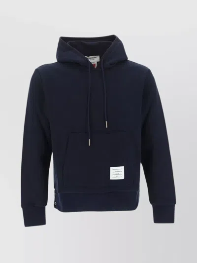 Thom Browne Hooded Pullover Striped Trim In Black