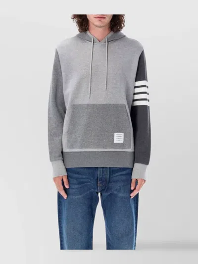 THOM BROWNE HOODED PULLOVER WITH TONAL FUN MIX