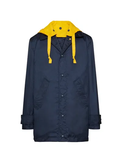 Thom Browne Hooded Ripstop Coat In Blue