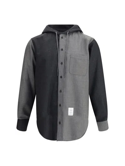 Thom Browne Hooded Shirt Jacket In Multi