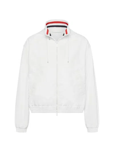 Thom Browne Hooded Stripe-detail Jacket In White