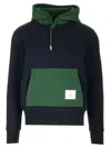 Thom Browne Hooded Sweatshirt With Color In Navy