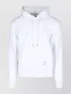 Thom Browne Hooded Sweatshirt With Kangaroo Pocket And Striped Detail In White