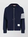 Thom Browne Hooded Sweatshirt With Kangaroo Pocket And Striped Sleeve In Blue