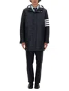 Thom Browne Quilted Black Jacket With Hood And Button Closure In Black