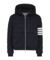 Thom Browne Hooded Virgin Wool Bomber Jacket In Black