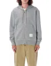 Thom Browne Hooded Zip-up Pullover In Grey