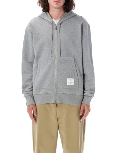 Thom Browne Hooded Zip-up Pullover In Lt Grey